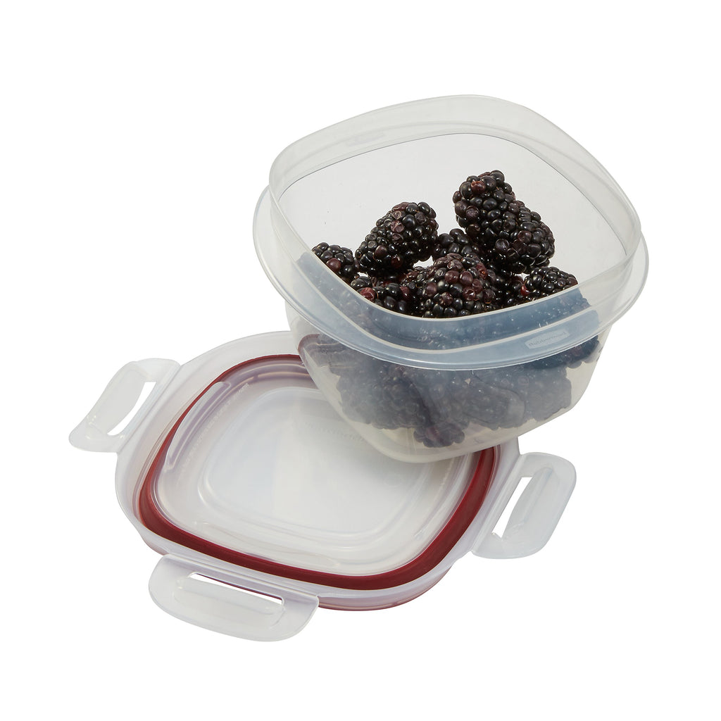 Rubbermaid Lock-Its Square Food Storage Container with Easy Find Lid, 2 Cup, Racer Red