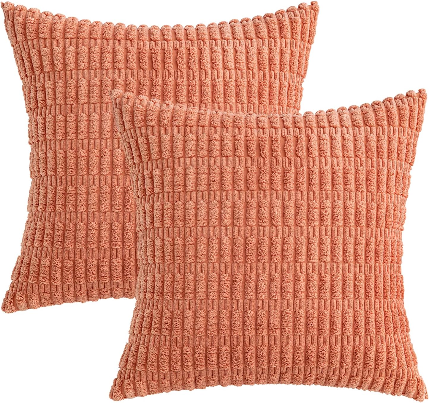MIULEE Corduroy Throw Pillow Covers - Soft Boho Striped Design | 18x18 Inch for Modern Farmhouse Decor