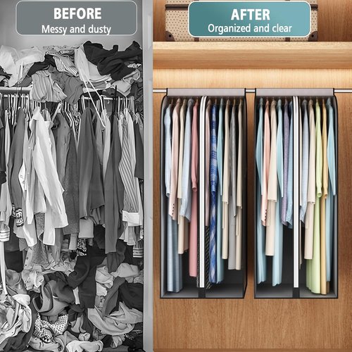 Liuoud 22” Gusseted Garment Bags - Large Clear Window Clothes Cover for Closet Storage | 2 Pack, 50” Long