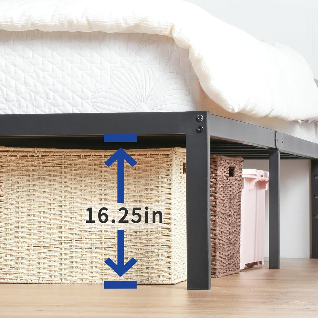 Olee Sleep King Size Platform Bed Frame - 18 Inch Heavy Duty Steel Slats, Noise-Free, Easy Assembly, Black