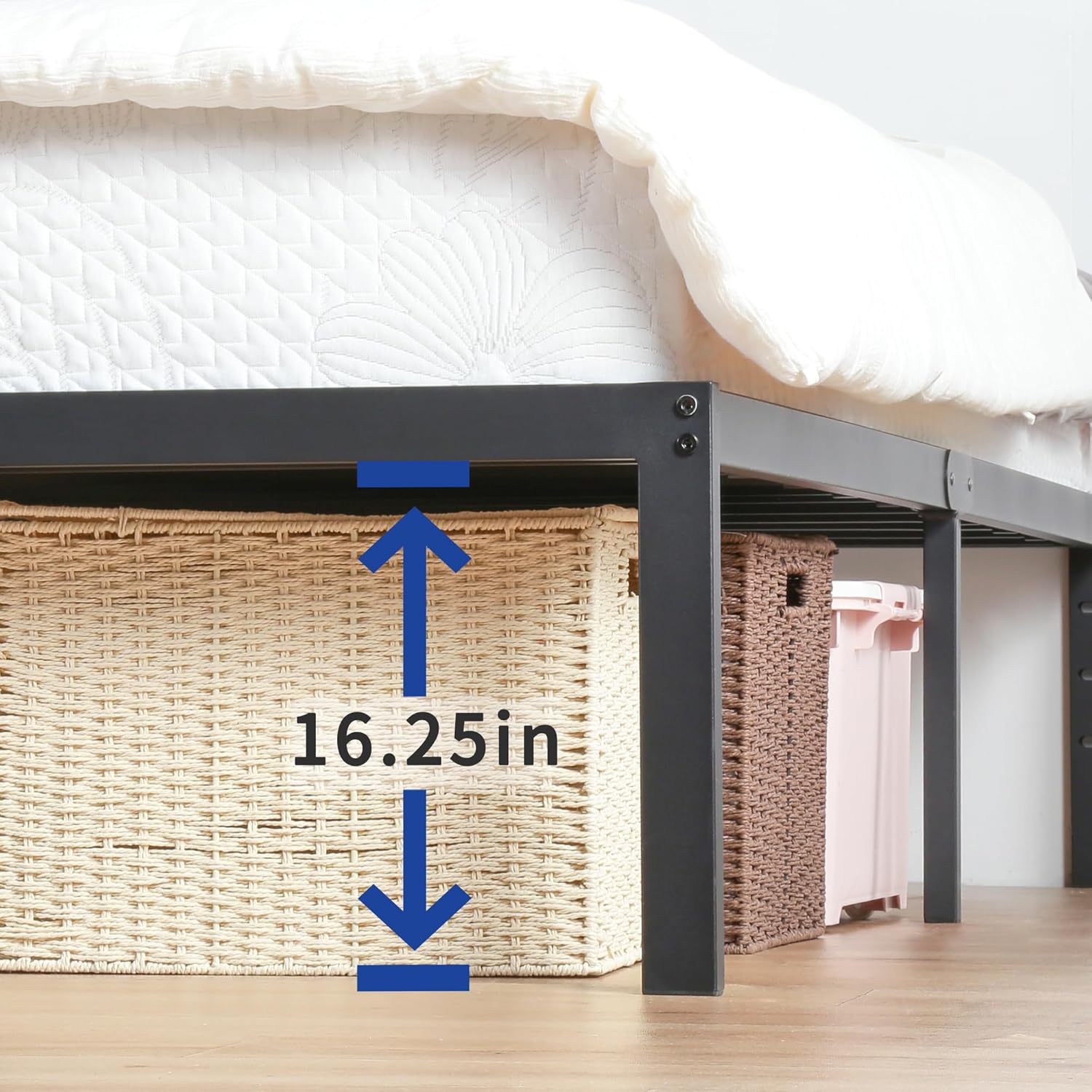 Olee Sleep King Size Platform Bed Frame - 18 Inch Heavy Duty Steel Slats, Noise-Free, Easy Assembly, Black