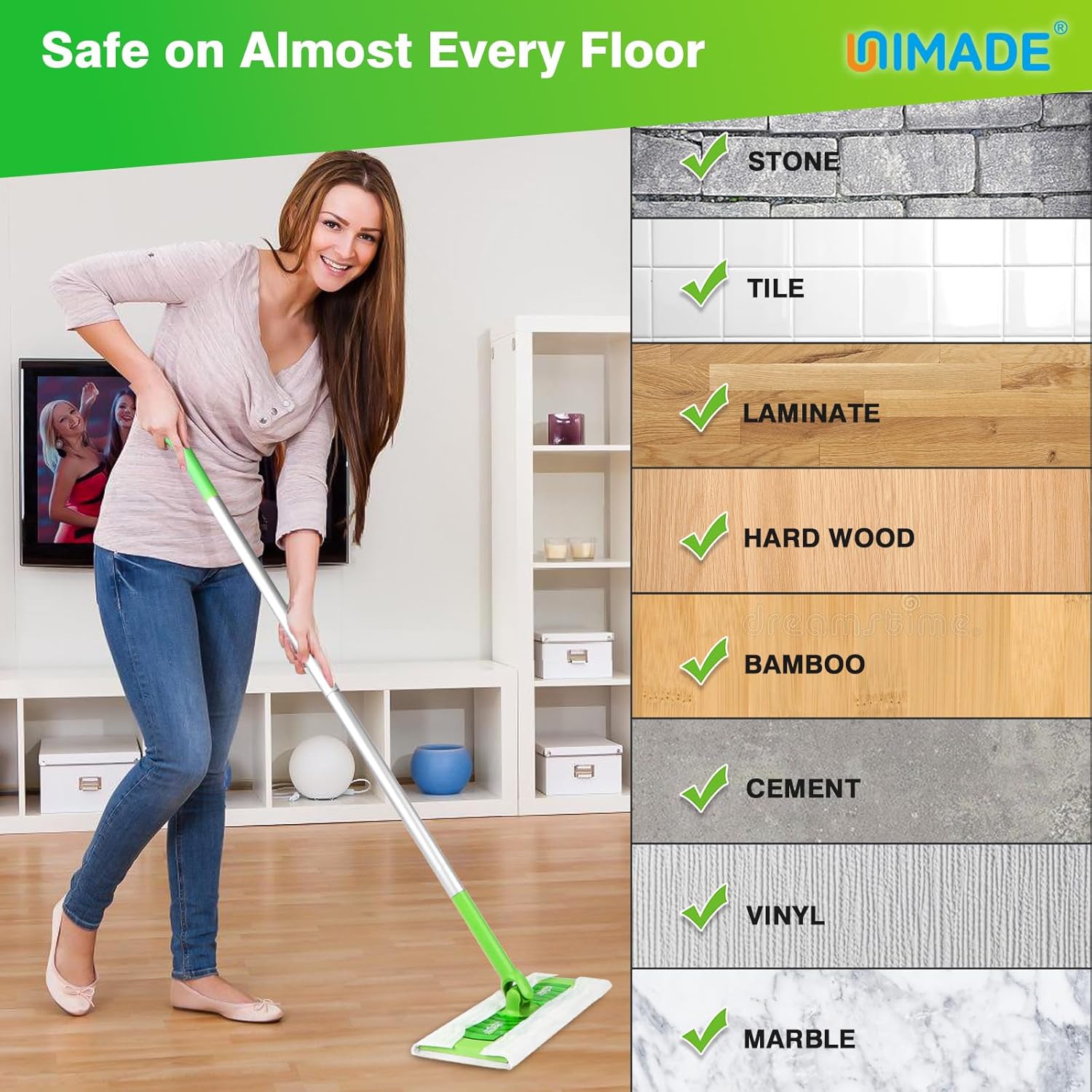 UNIMADE Dry Sweeping Cloths - 52 Count Mop Refill Compatible with Swiffer - Disposable Dusting Cloths for Hardwood Floors