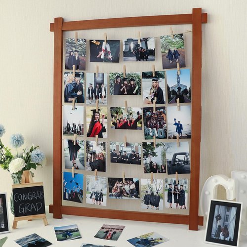 2026 Graduation Decorations - Wooden Picture Frame Decor with Clips - Class of 2026 Grad Centerpieces Table Wall Decoration Party Supplies for Kindergarten Preschool High School College