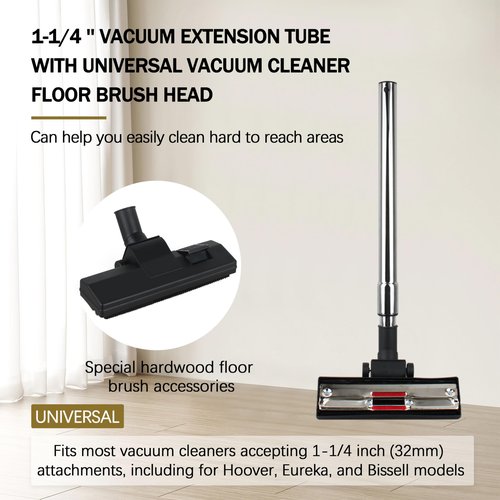 AOQIVIS 3670M Vacuum Extension Tube & with Universal Vacuum Cleaner Floor Brush Head for Eureka Vacuum | Accepting 1.25 inch Cleaner | Vacuum Attachments 31.7inch