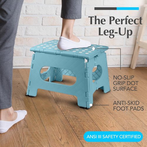 Handy Laundry Folding Step Stool - Lightweight & Sturdy for Adults and Kids - Easy One-Flip Open - Teal | 2-Pack