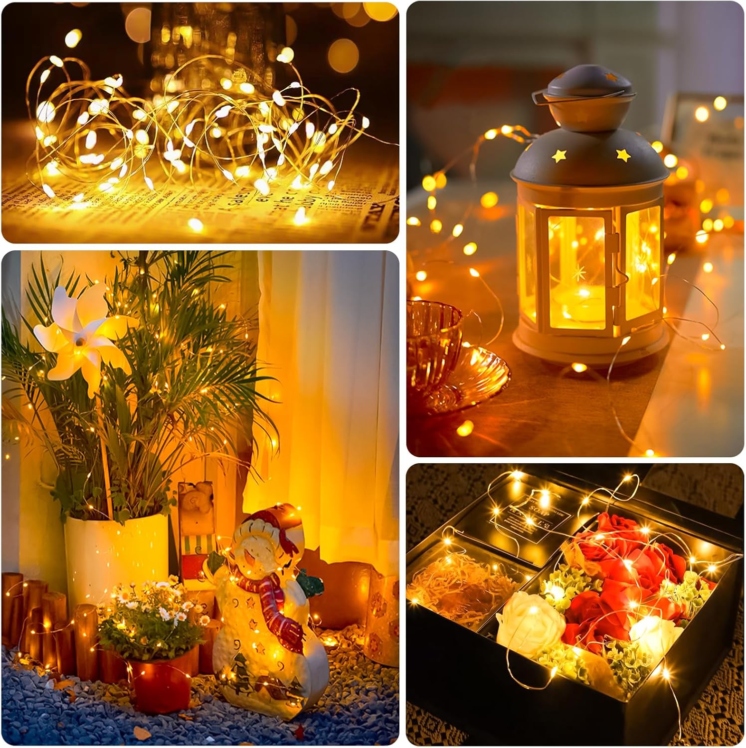 Skiennix 6 Pack Fairy Lights - Battery Operated 7ft 20 LED Mini String Lights | Waterproof Silver Wire for Mason Jars & Decor (Warm White)