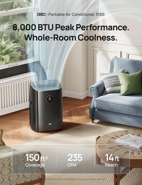 DREO Portable Air Conditioner - 8000 BTU Smart AC Unit with Quiet 45dB Operation | Ideal for Bedrooms