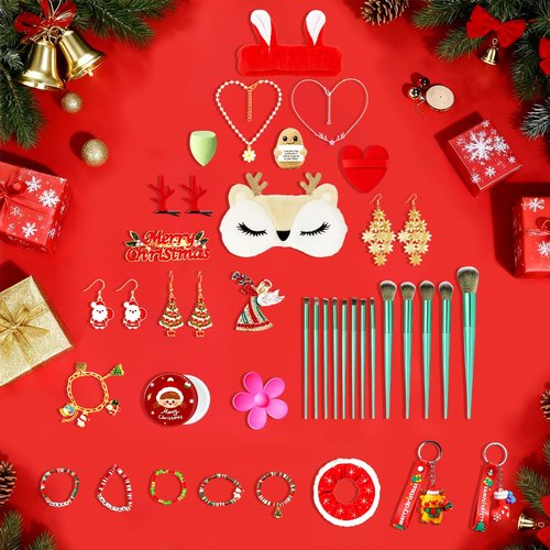 Beauty Advent Calendar 2025 for Teen Girls & Adult Women -24 Days Christmas Countdown Calendar, Fashion and Jewelry Sets Individually Boxed Makeup Surprises, Trend-Infused Gifts for Wife, Mom, Friends