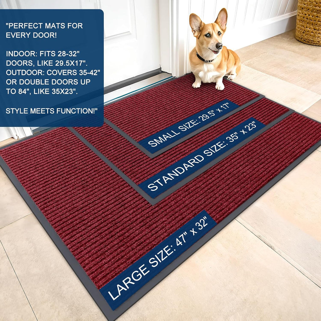 OLANLY Waterproof Heavy Duty Front Door Mat - Fade Resistant, Easy Clean, Low Profile | 29.5x17, Wine Red