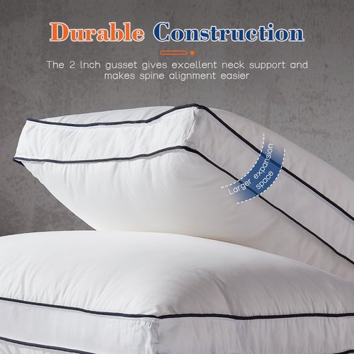 Decroom Goose Feather Down Fiber Pillows King Size Set of 2, Soft Pillows for Luxury Hotel Quality Gusseted Pillow 2 Pack, Bed Pillows for Sleeping, Breathable, Fluffy for Side, Back Sleepers