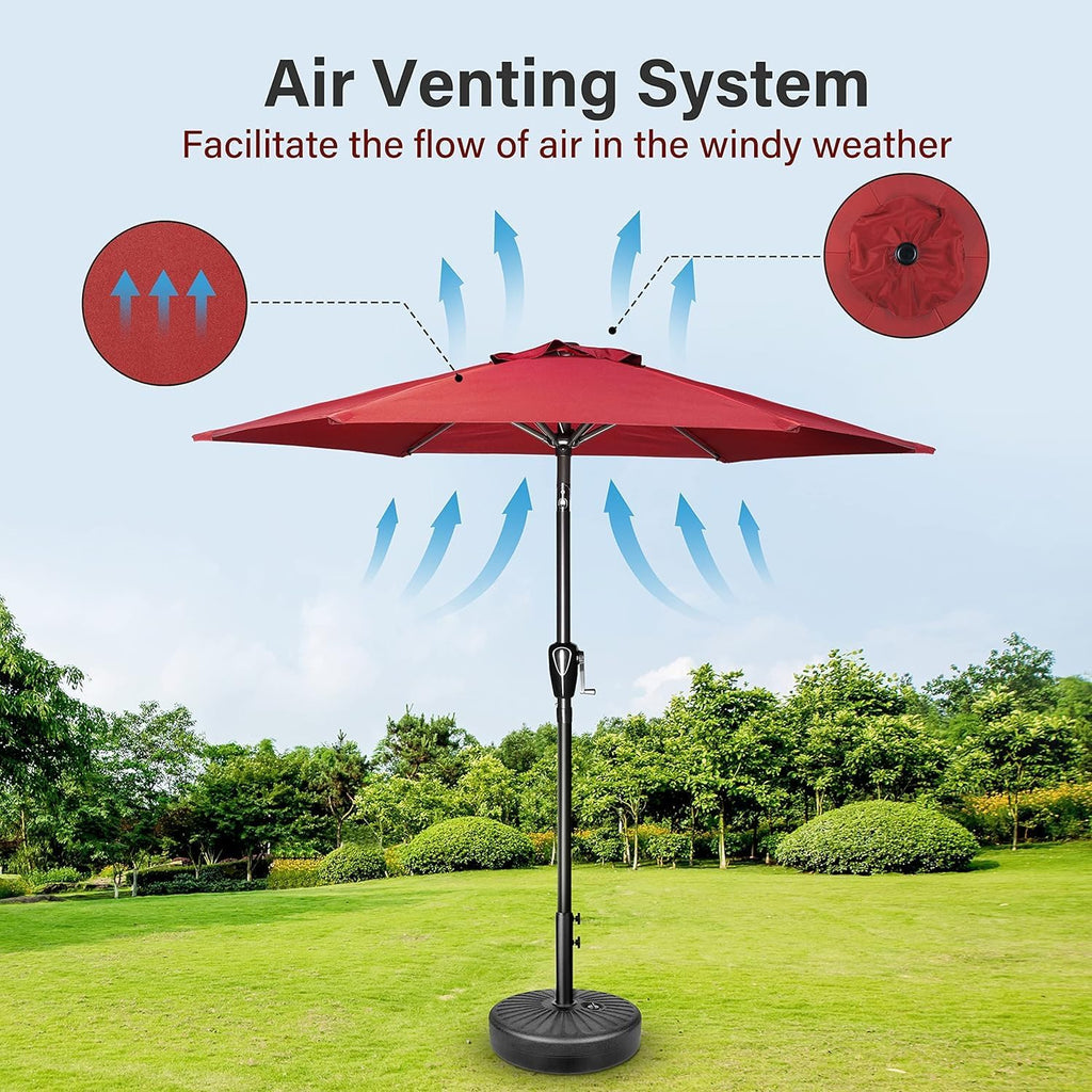 Simple Deluxe 9' Patio Umbrella - Outdoor Market Umbrella with Push Button Tilt & Crank Mechanism