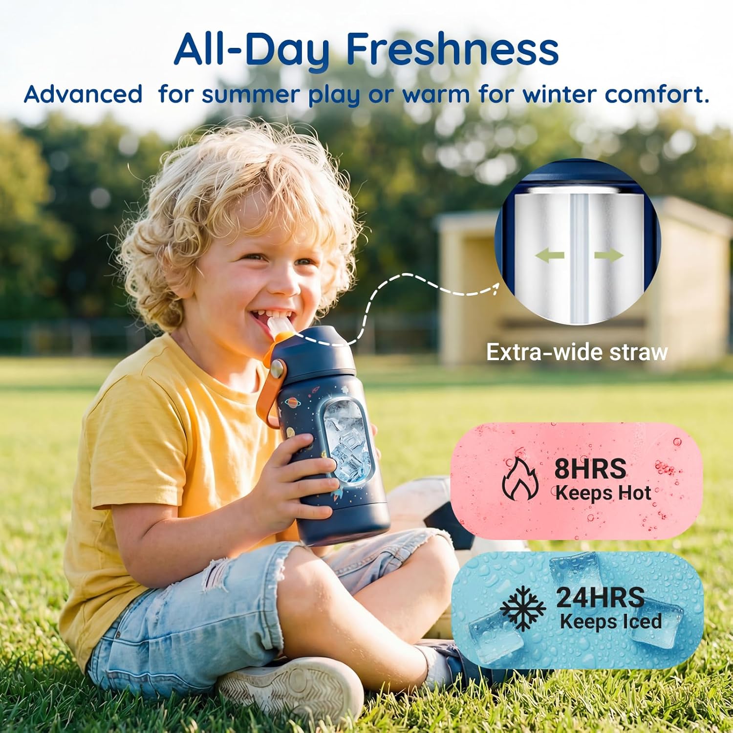 Mommore Kids Water Bottle - 12 oz Insulated Stainless Steel, Leakproof & BPA-Free | Green