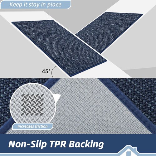 BEQHAUSE Dirt Trapper Door Mat - Non-Slip, Washable, Dirt Resistant | 20" x 32", Blue Entryway Mat