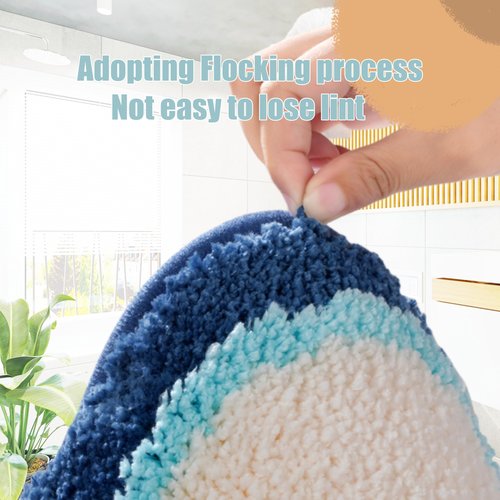 IcosaMro Kids Bathroom Rug Seashell Blue Cute Kids Bath Mat Fluffy Water Absorbent Bath Rugs Non Slip Washable Microfiber Terry for Floor Bedroom Entrance, 20"x 20"