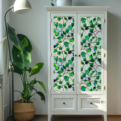 SOMWISE Window Privacy Film Home Room Bathroom Spring Decor Car Decorations One Way Privacy Window Clings Decals Tint Door Cover Rainbow Renter Friendly Stickers Static Cling Stained Glass Windows