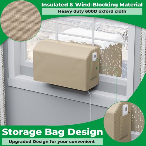 Forestchill 2 Pcs Window Air Conditioner Cover, Compatible with Midea U-shaped Window AC Units, Upgraded Insulated Outdoor & Indoor Window AC Covers Set, Full Coverage and Weatherproof for Winter