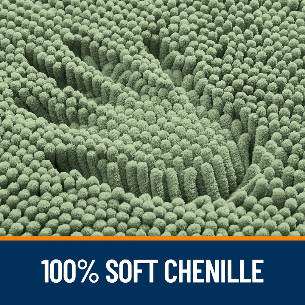 OLANLY U-Shaped Toilet Rugs - Extra Soft, Absorbent Chenille Bathroom Mat | 20x20, Sage Green, Non-Slip