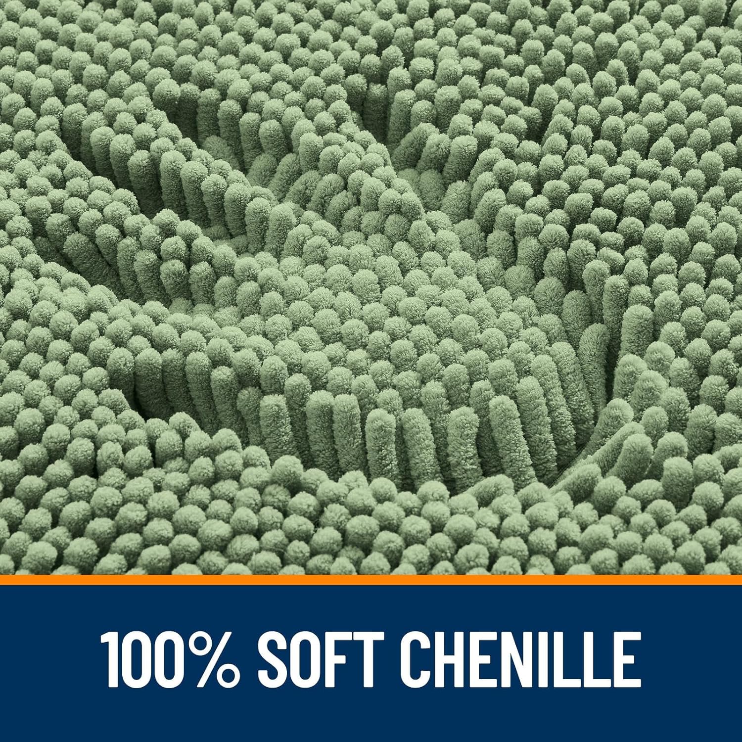 OLANLY U-Shaped Toilet Rugs - Extra Soft Chenille Bathroom Mat, Quick-Dry & Machine Washable, 24x24, Sage Green