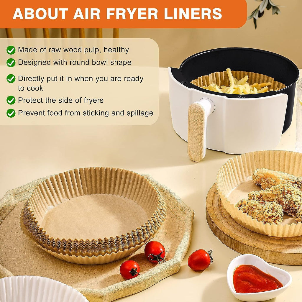 Vailnd 9-Inch Round Air Fryer Liners - 125PCS Non-Stick Parchment Paper, Oil Resistant & Food Grade