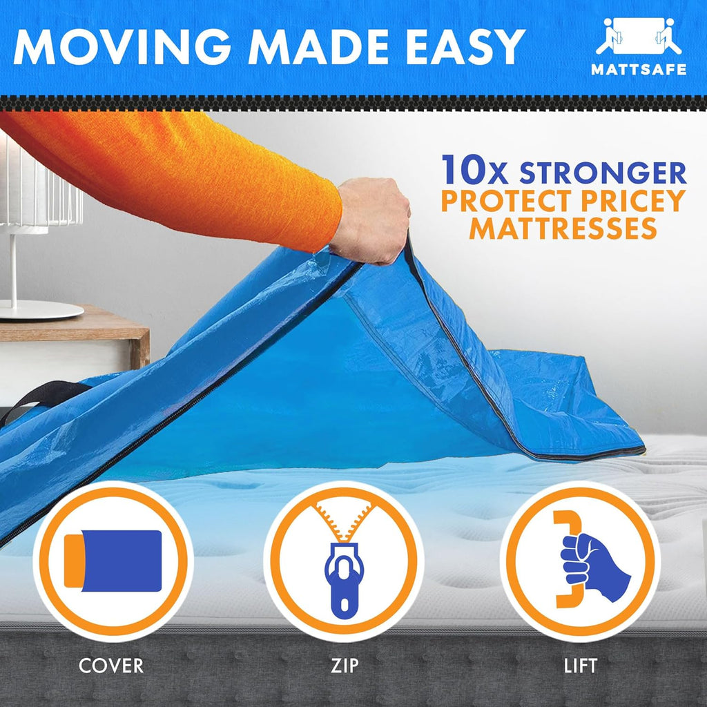 Nordic Elk Mattress Bags - Heavy Duty Queen Size Moving & Storage Cover with 8 Sturdy Handles & Strong Zipper