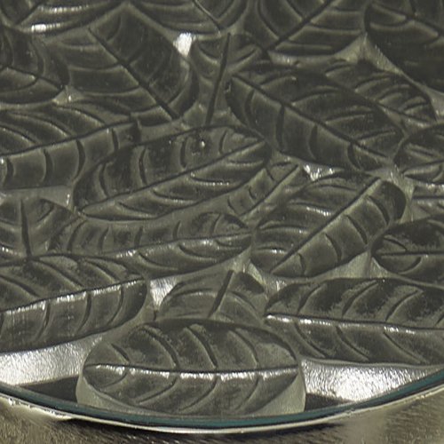 Deco 79 Aluminum Round Accent Table with Clear Glass Top, 20" x 19" x 22", Silver