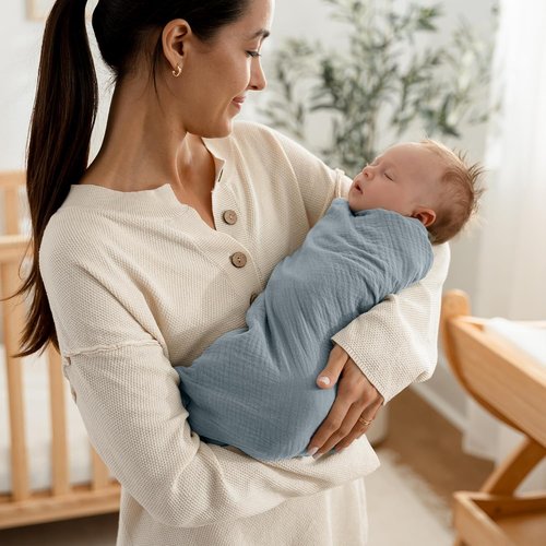 Comfy Cubs Muslin Swaddle Blankets - Soft 100% Cotton Baby Wraps | Pack of 3, 42 x 42 Inch - Neptune, Pacific Blue, Fern
