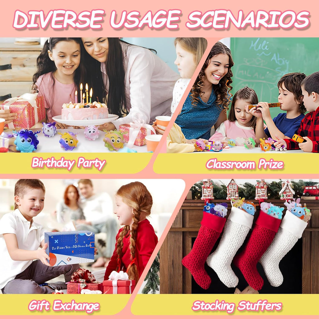 Skiennix 48 Pack Pop Fidget Toys - 3D Stress Balls for Stress Relief | Perfect Party Favors & Classroom Prizes
