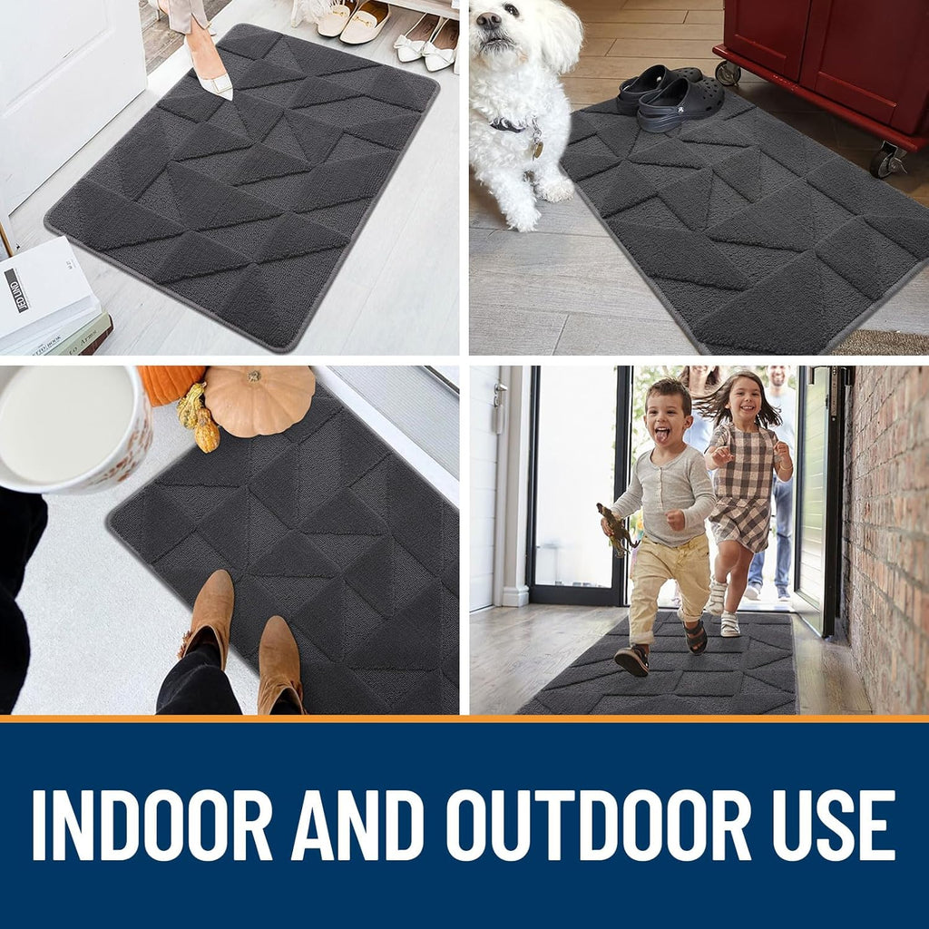 OLANLY Indoor Door Mat - Non-Slip, Absorbent & Dirt-Resistant | Washable Low-Profile Entry Doormat (32x20 inches, Dark Grey)
