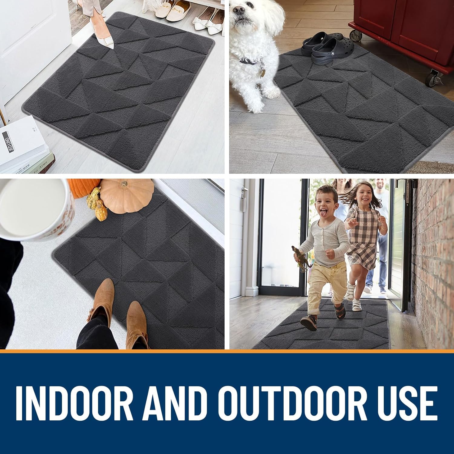 OLANLY Indoor Door Mat - Non-Slip, Absorbent & Dirt-Resistant | Washable Low-Profile Entry Doormat (32x20 inches, Dark Grey)