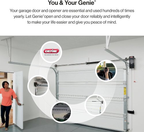 Genie 6072H-B Wall Mount Garage Door Opener - Space-Saving Design with Battery Backup