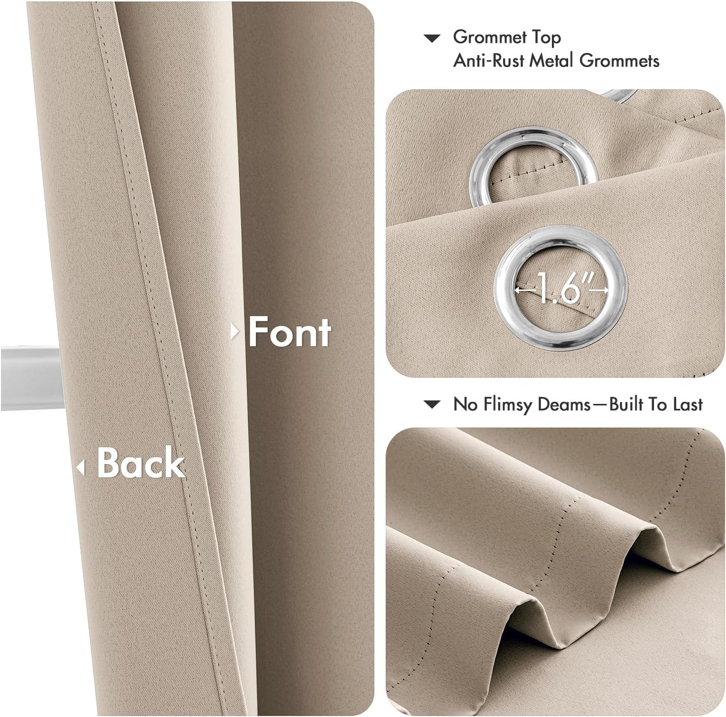 MIULEE Taupe Blackout Curtains - Thermal Insulated Room Darkening Drapes | 84 Inches Long, 2 Panels