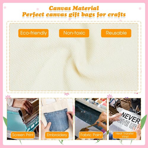 Amylove 72 Pcs Mini Tote Bag Sublimation Blank Canvas Tote Bags Reusable Grocery Luggage DIY Sack Goody for Party Even (8.5 x 8 Inch,Natural Color)