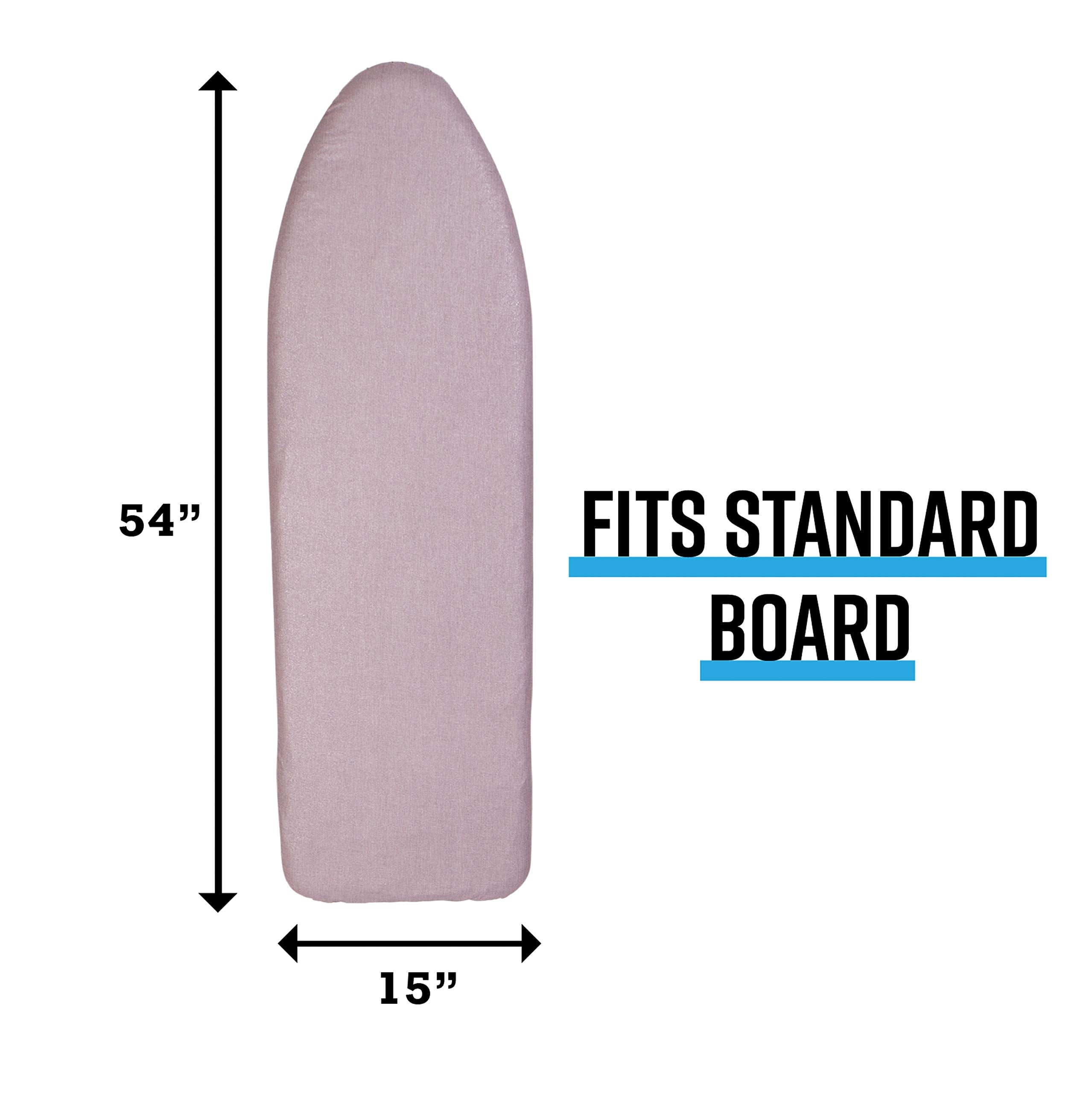 Simplify Ironing Board Cover and Pad | Silicone Coated | Scorch Resistant | Thick Padding | Elastic Edge | Hook and Loop Fasteners | Standard Size 15x54 | Plum Pink
