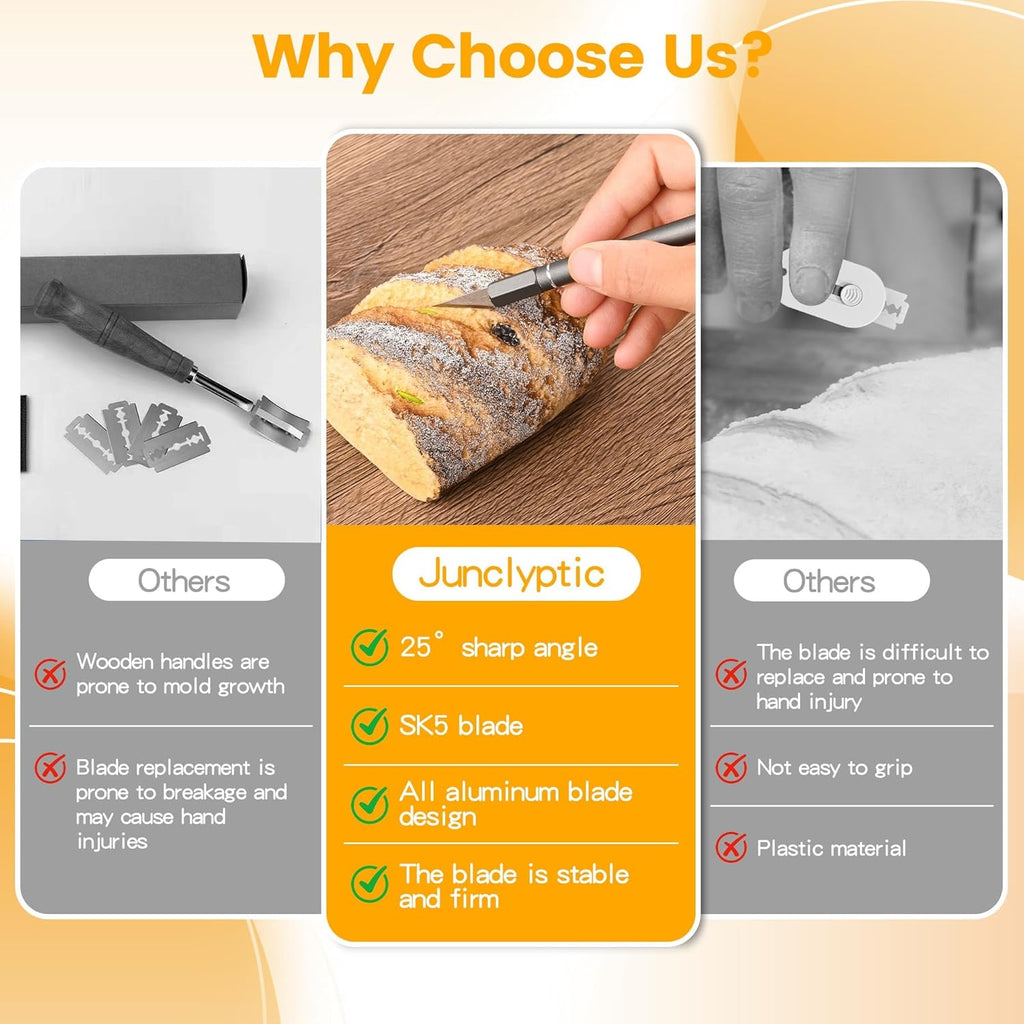 Skiennix Bread Lame - Professional Sourdough Scoring Tool with 10 Blades & Ergonomic Handle | Safety Cover Included