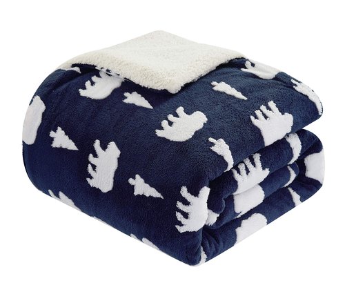 Dearfoams Mama Bear Jacquard with Sherpa Applique 3 piece Comforter Set with Sherpa Reverse, King Size