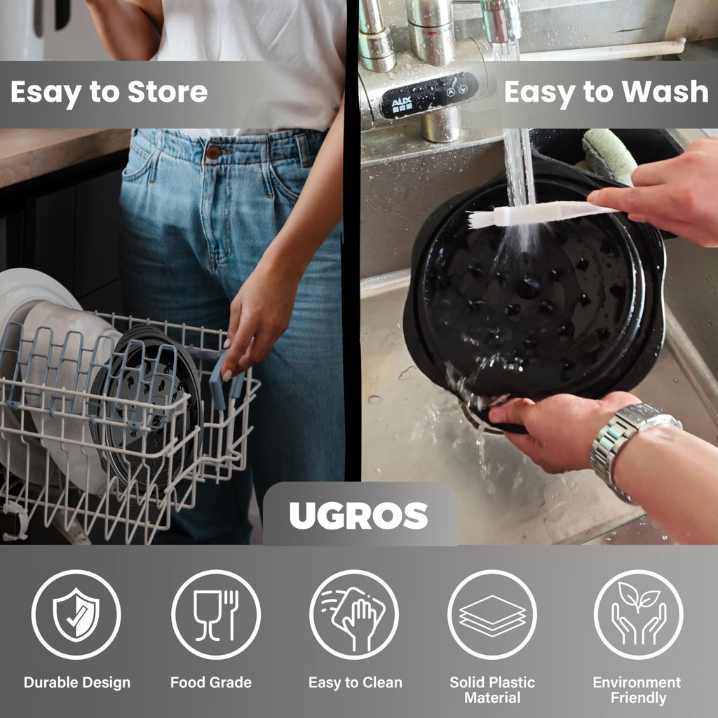 UGROS Chicken Shredder Large Tool Twist with Middle Plate, Food Tongs and Brush, Chicken Breast Shredder with Visible Anti Slip Design and Ergonomic Handles, BPA Free, Suitable for Chicken Pork Beef