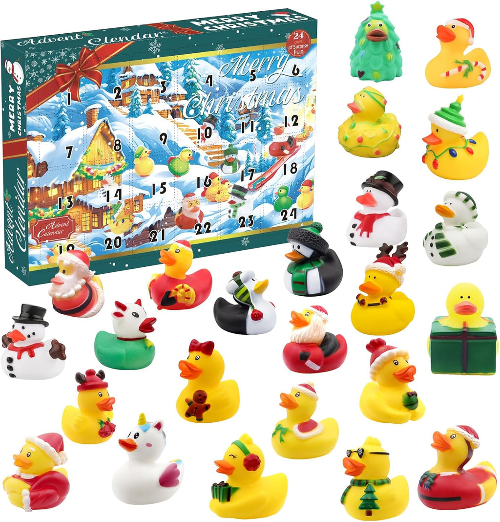 Skiennix Christmas Advent Calendar 2025 - 24 Rubber Ducks for Holiday Countdown Fun | Bath Toy Set