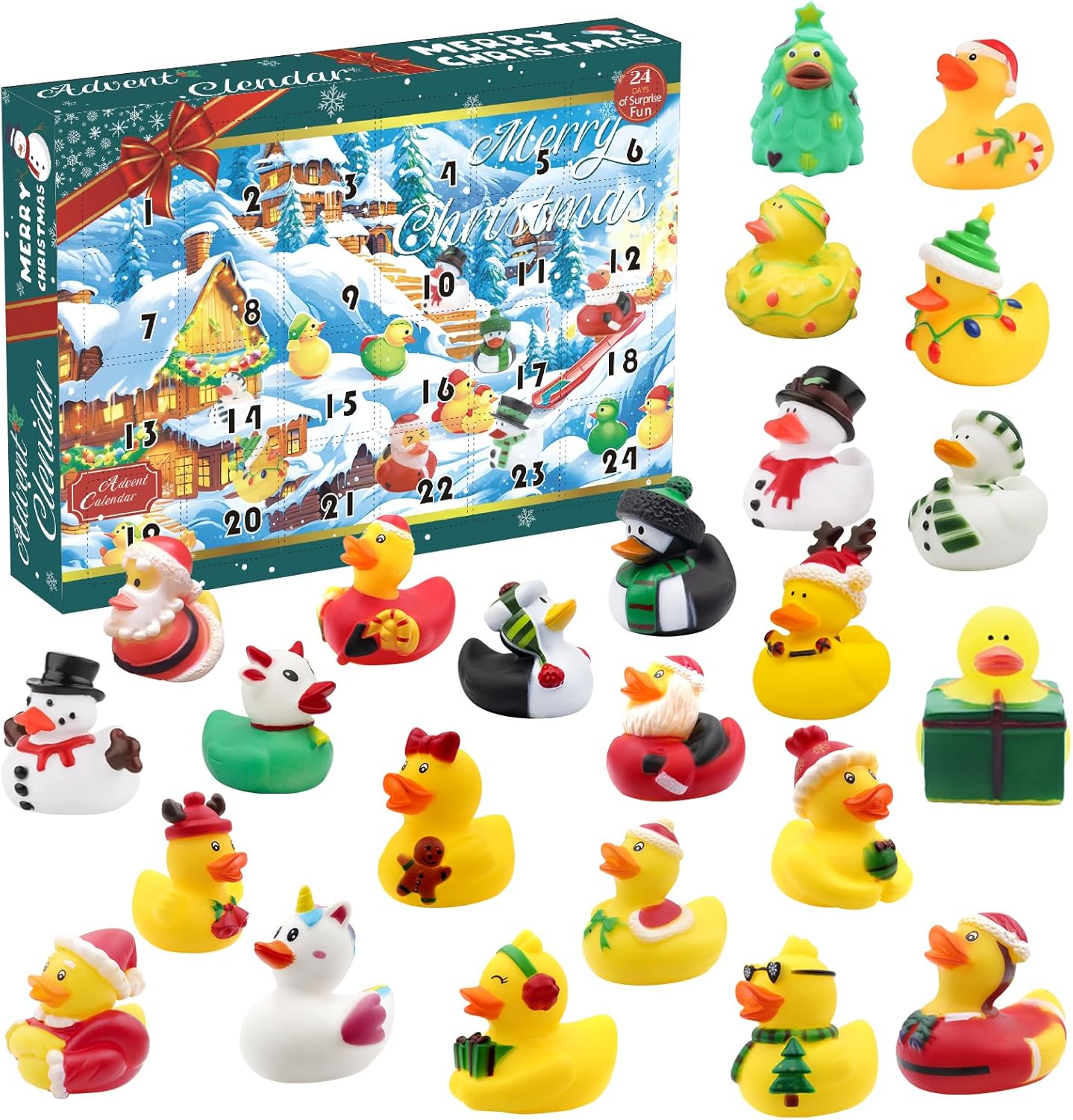 Skiennix Christmas Advent Calendar 2025 - 24 Rubber Ducks for Holiday Countdown Fun | Bath Toy Set