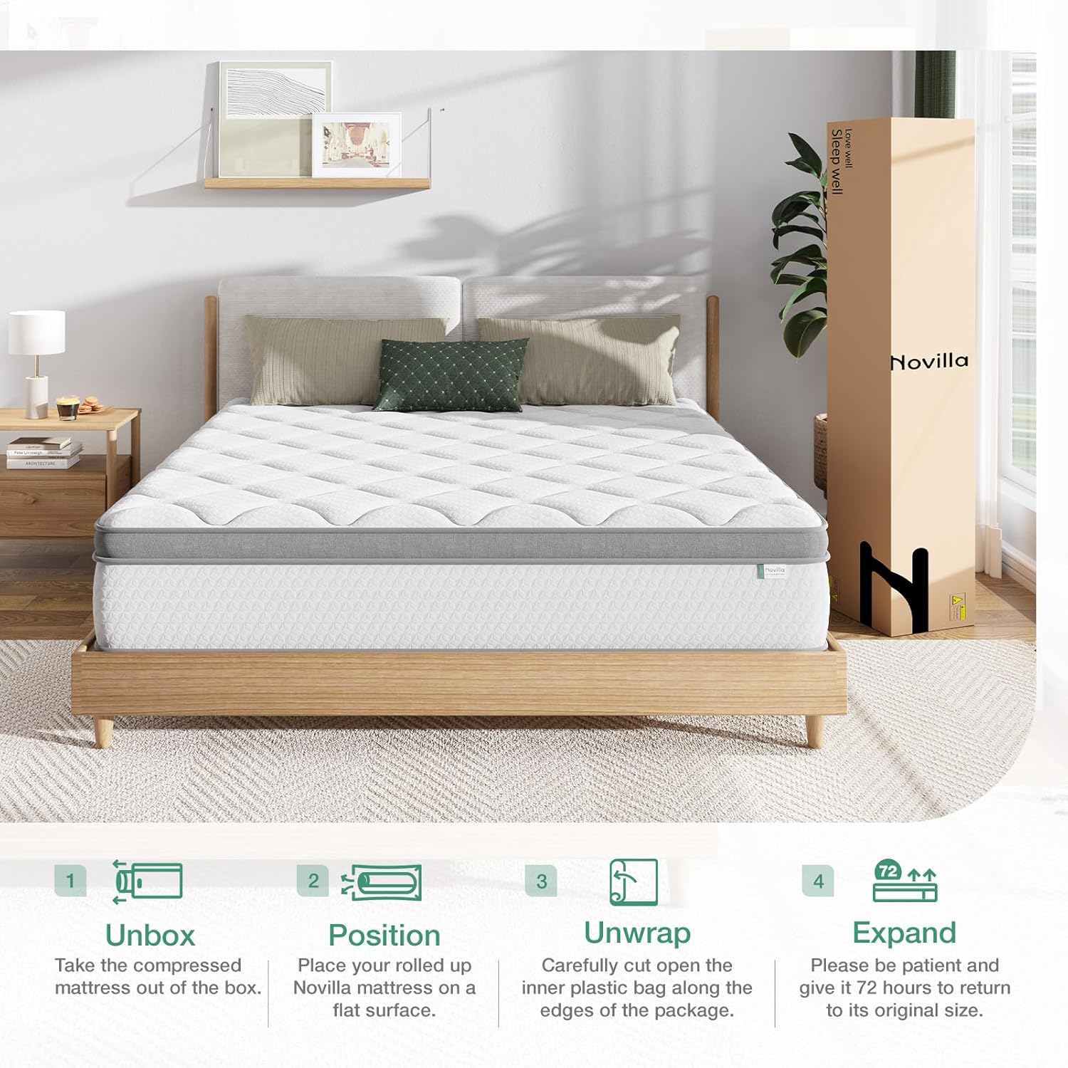 Novilla Twin Mattress - 10 Inch Hybrid Design for Kids | Pocket Innerspring Pillow Top for Comfort & Support