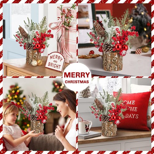 MYELLU Xmas Decor Small Christmas Tree with Lights - Artificial Tabletop Lighted Mini Christmas Tree with Christmas Ornaments Gnomes Indoor for Office Desk Home Decorations