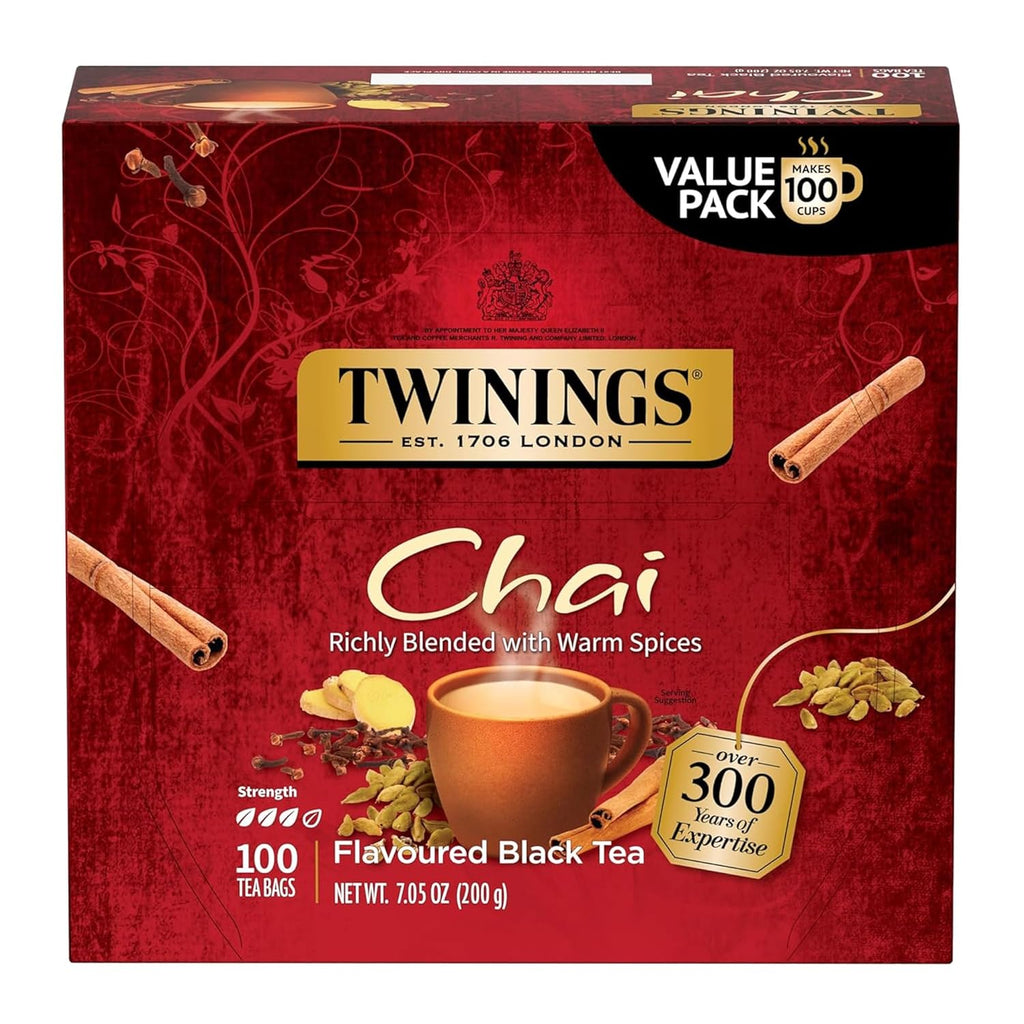 Twinings Chai Black Tea - Richly Blended with Warm Spices | 100 Individually Wrapped Teabags