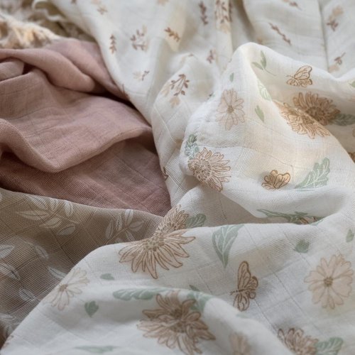 GLLQUEN Baby Muslin Swaddle Blankets - Soft & Breathable 4-Pack (35" x 40") | Perfect Newborn Gift