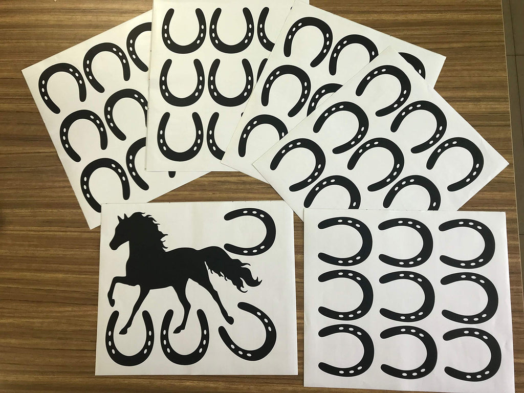 DXLING Horse & Horseshoes Removable Wall Decor Stickers Vinyl Decal Kids Room Boys Bedroom Wall Art Decals DIY Sticker Home Decor D482 (Black)
