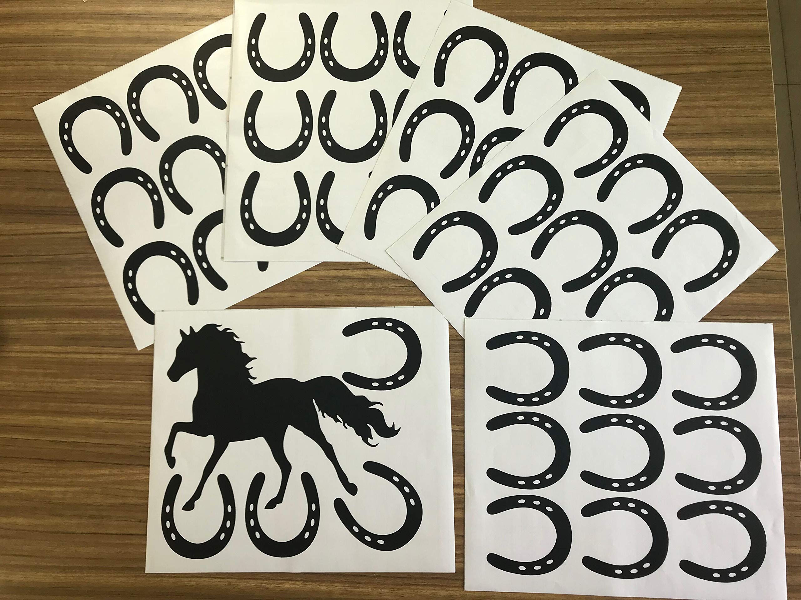 DXLING Horse & Horseshoes Removable Wall Decor Stickers Vinyl Decal Kids Room Boys Bedroom Wall Art Decals DIY Sticker Home Decor D482 (Black)