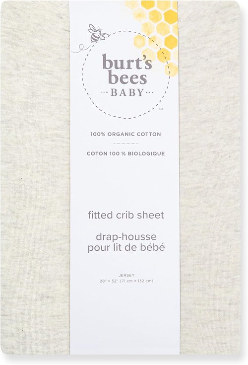 Burt's Bees Baby Organic Cotton Fitted Crib Sheet - Breathable for Standard Crib & Toddler Mattresses