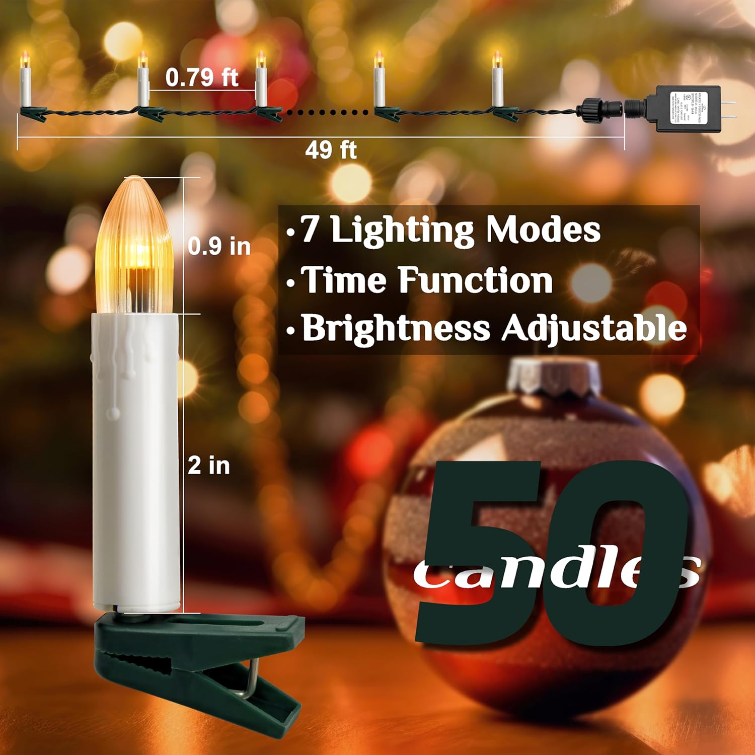 Skiennix 50 Pcs Flameless Christmas Candle Lights - 3 Color & 11 Mode Remote Control | 3D Flickering LED for Trees & Weddings