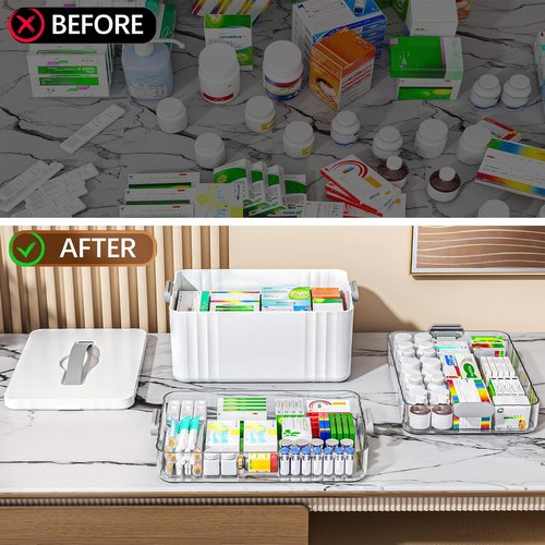 ARSTPEOE 3-Tier Medicine Organizer - Portable Medical Box with Handle | Versatile Pill & First Aid Kit