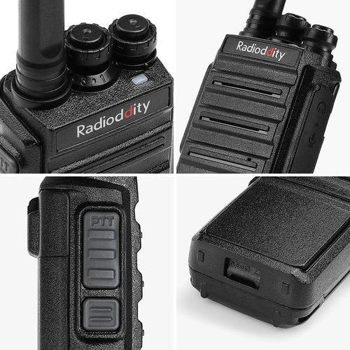 4 Pack Radioddity GA-2S Long Range Walkie Talkies for Adults UHF Two Way Radio Rechargeable with Micro USB Charging + USB Desktop Charger + Air Acoustic Earpiece with Mic, for School Retail Business