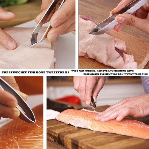 CREATIVECHEF Professional Chef Plating Kit, 10 Piece Culinary Plating Set, Black, Stainless Steel