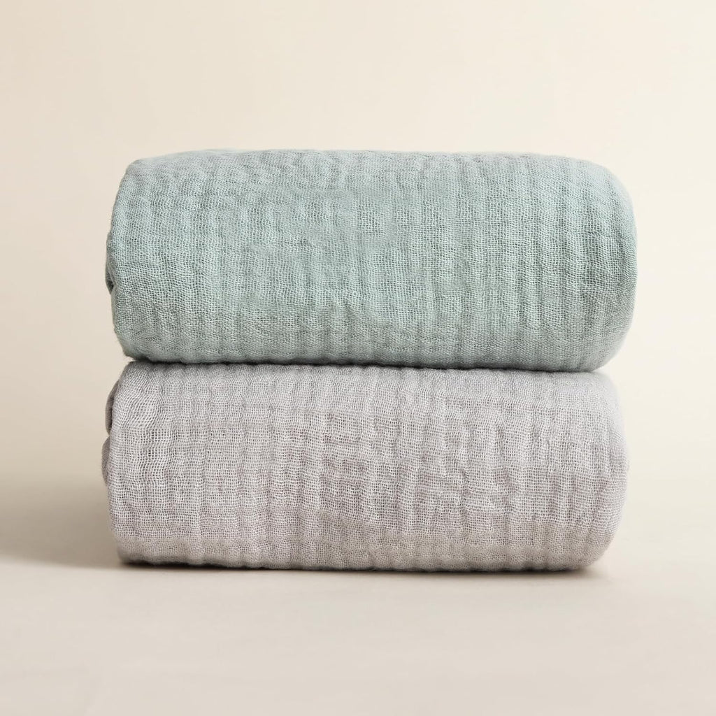 Skiennix Muslin Swaddle Blankets - 100% Cotton, Soft & Breathable, 2 Pack, Large 40 x 40 Inches